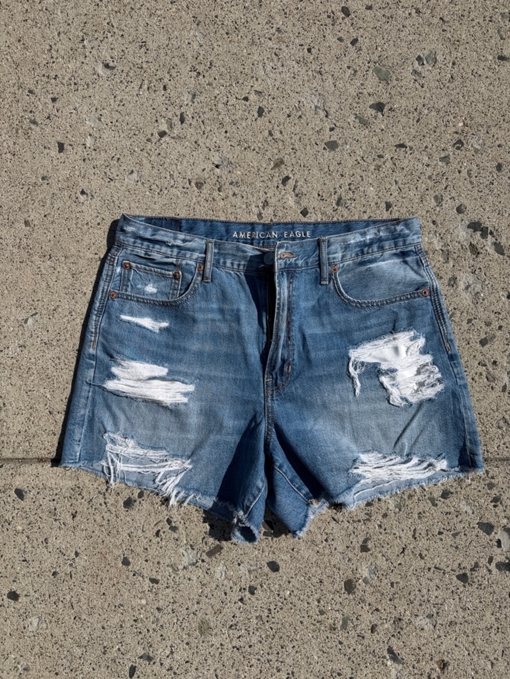 American Eagle Outfitters Distressed Denim Jean Shorts - Blue